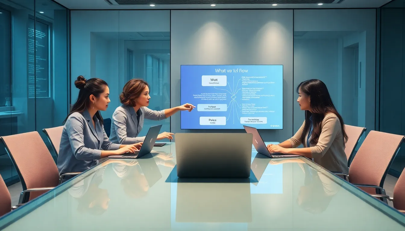 professionals discussing declarative programming in a modern office.